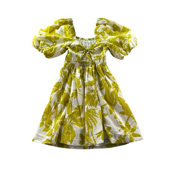 Anthropologie Maeve Feliciana Tropical Print Mini Dress XS Puff Sleeve Smocked - Picture 4 of 14